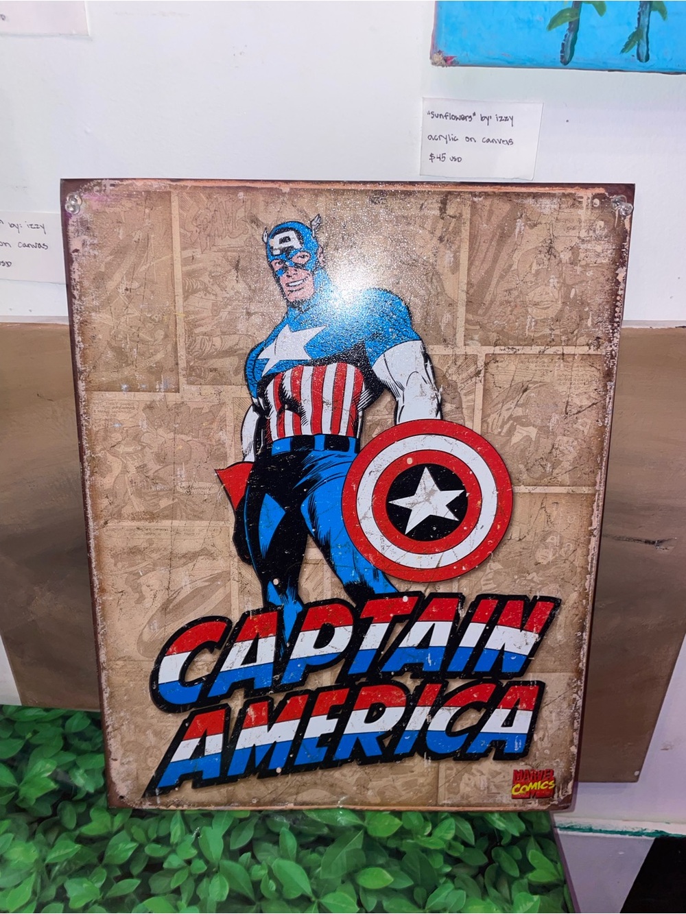 Marvel Captain America Vintage Comic Wall Art - Red, White, Blue